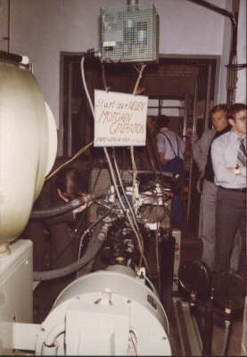Aufnahmen 15. Mrz 1978. Start der NEUEN MOTOR GENERATION auf einem Motorprfstand in Kln-Merkenich