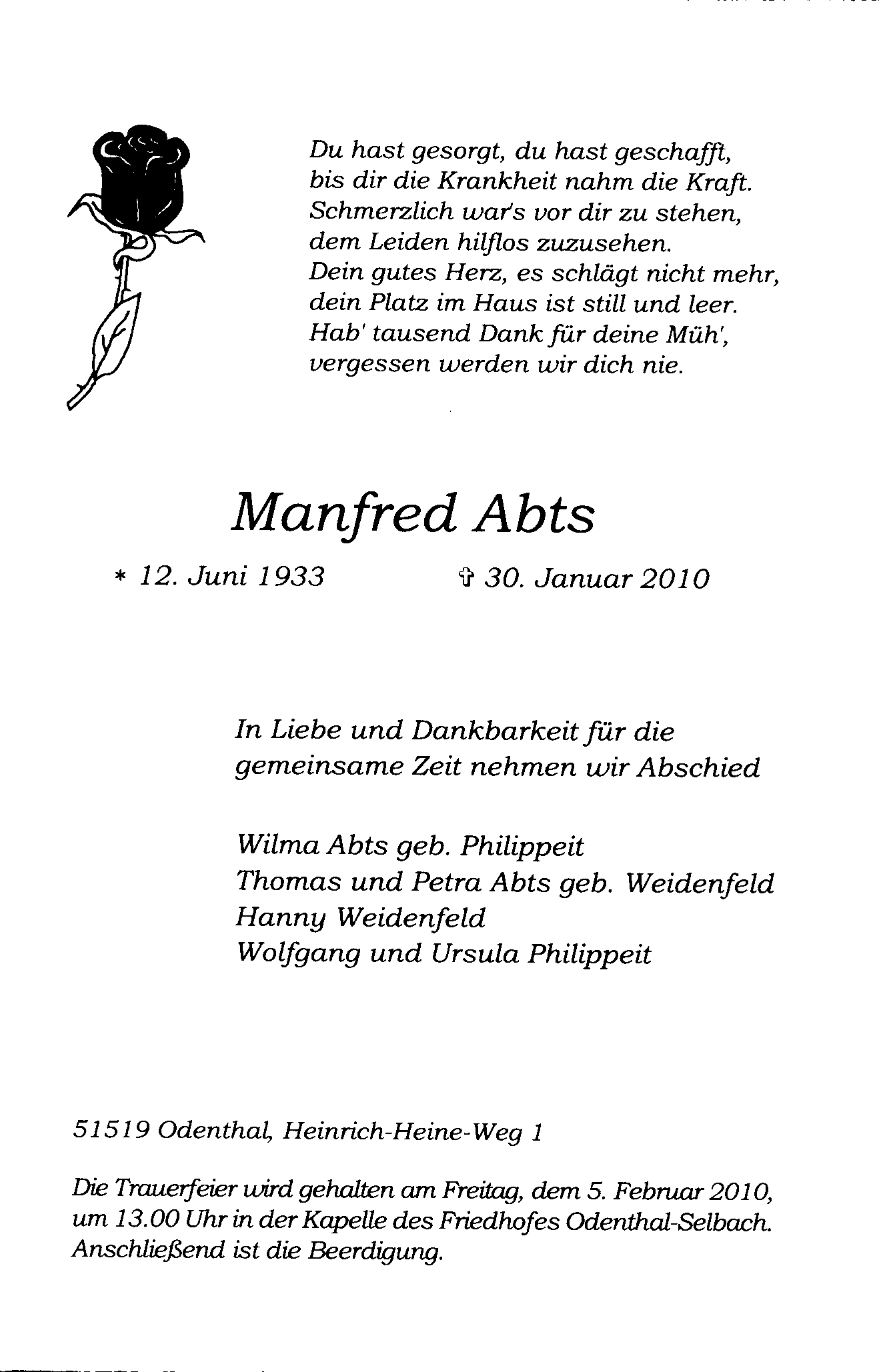 todesanzeige manfred abts
